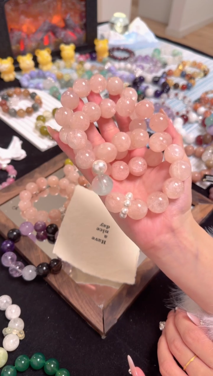 未镶嵌手串水晶粉胶花阿赛