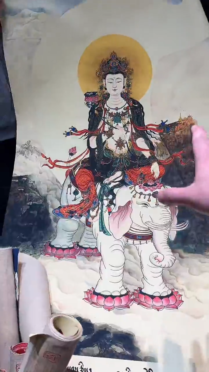 卷轴画【主播精品】高端卷轴画——唐卡162普贤菩萨
