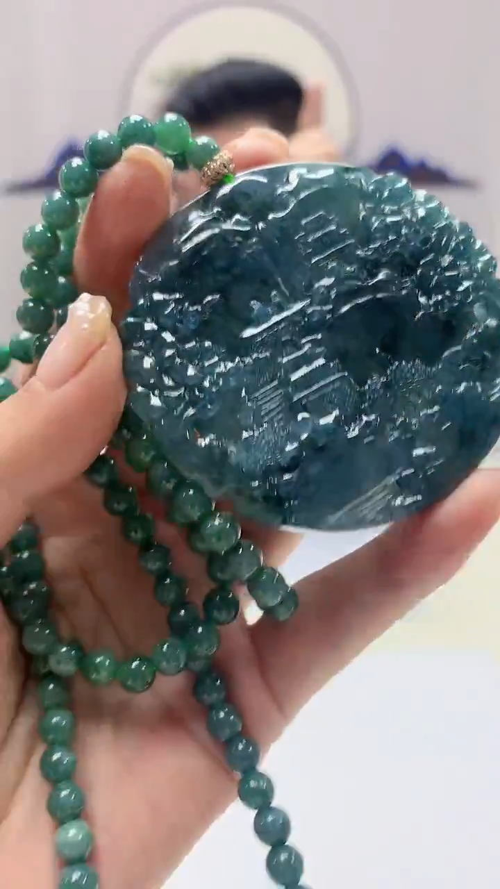 【闪购商品】定制翡翠未镶嵌5152ms-毛货27山水赠珠链