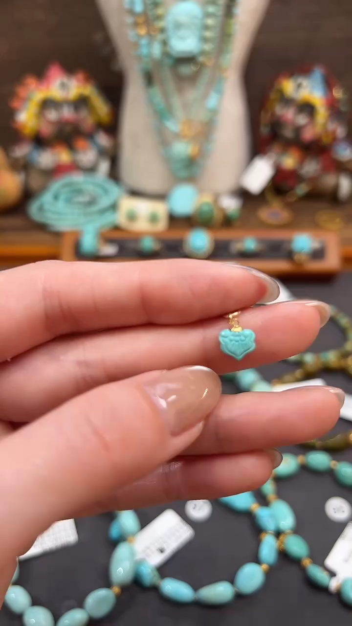 绿松石18K金镶嵌提溜绿松石提溜