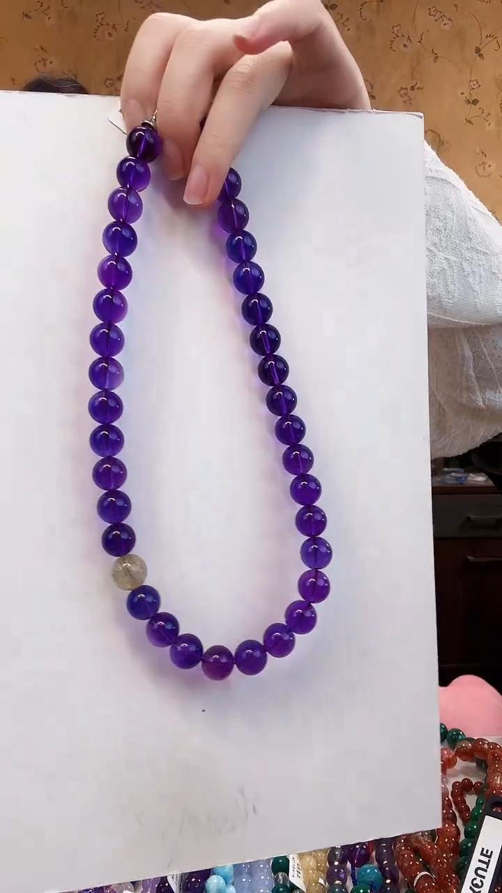 颈饰未镶嵌水晶紫水晶项链5176