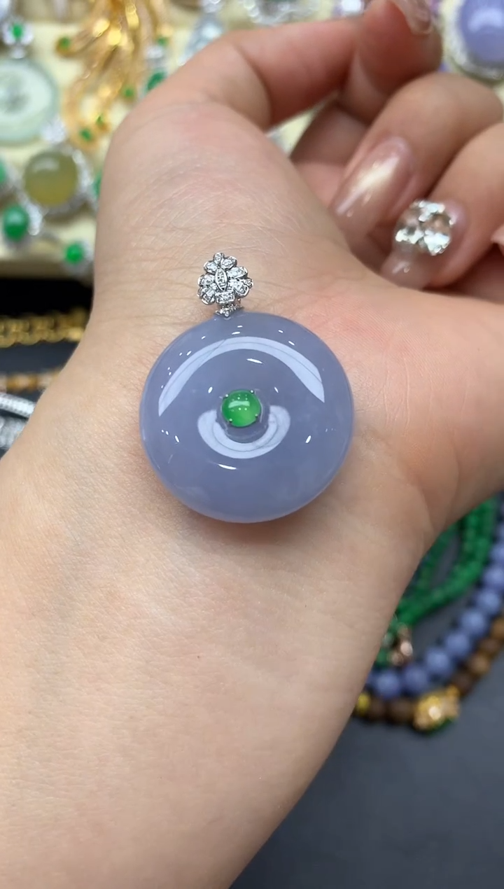 颈饰18K金镶嵌翡翠252-中国好珍宝