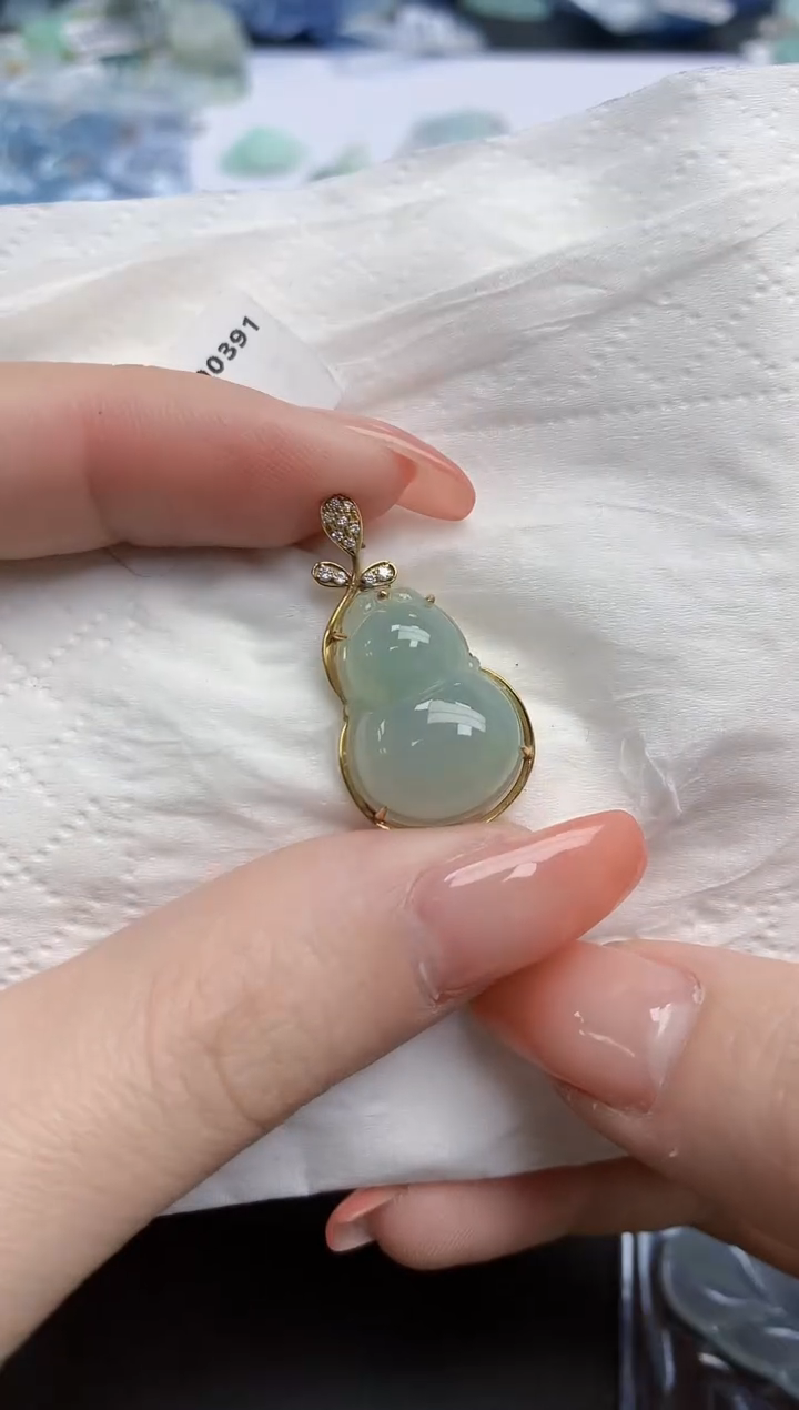 【闪购商品】翡翠颈饰18K金镶嵌天然缅甸翡翠A货