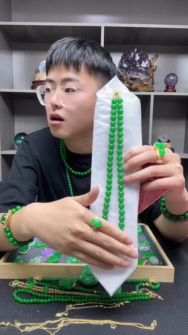翡翠14K金镶嵌项链项链
