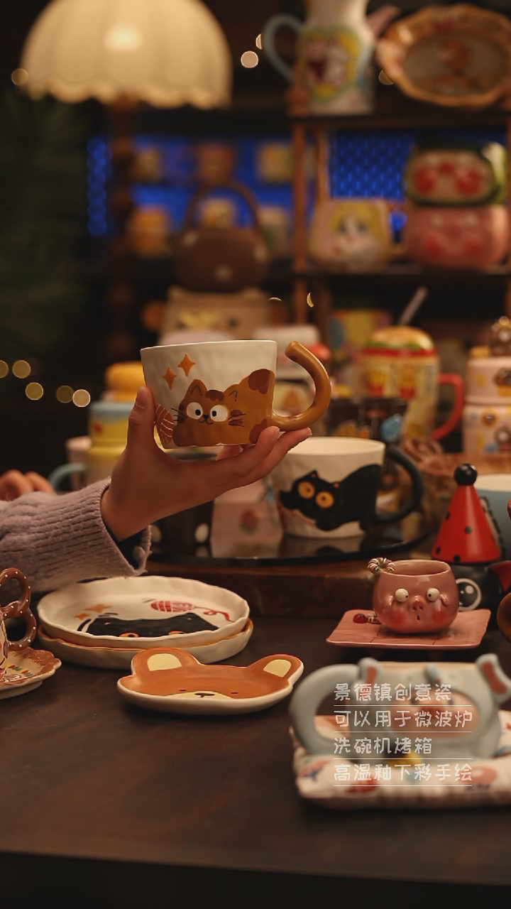 陶瓷景德镇可爱陶瓷釉下彩绘设计师款