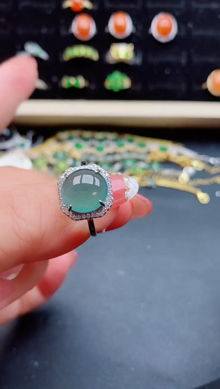 【闪购商品】翡翠戒指银S925镶嵌12121