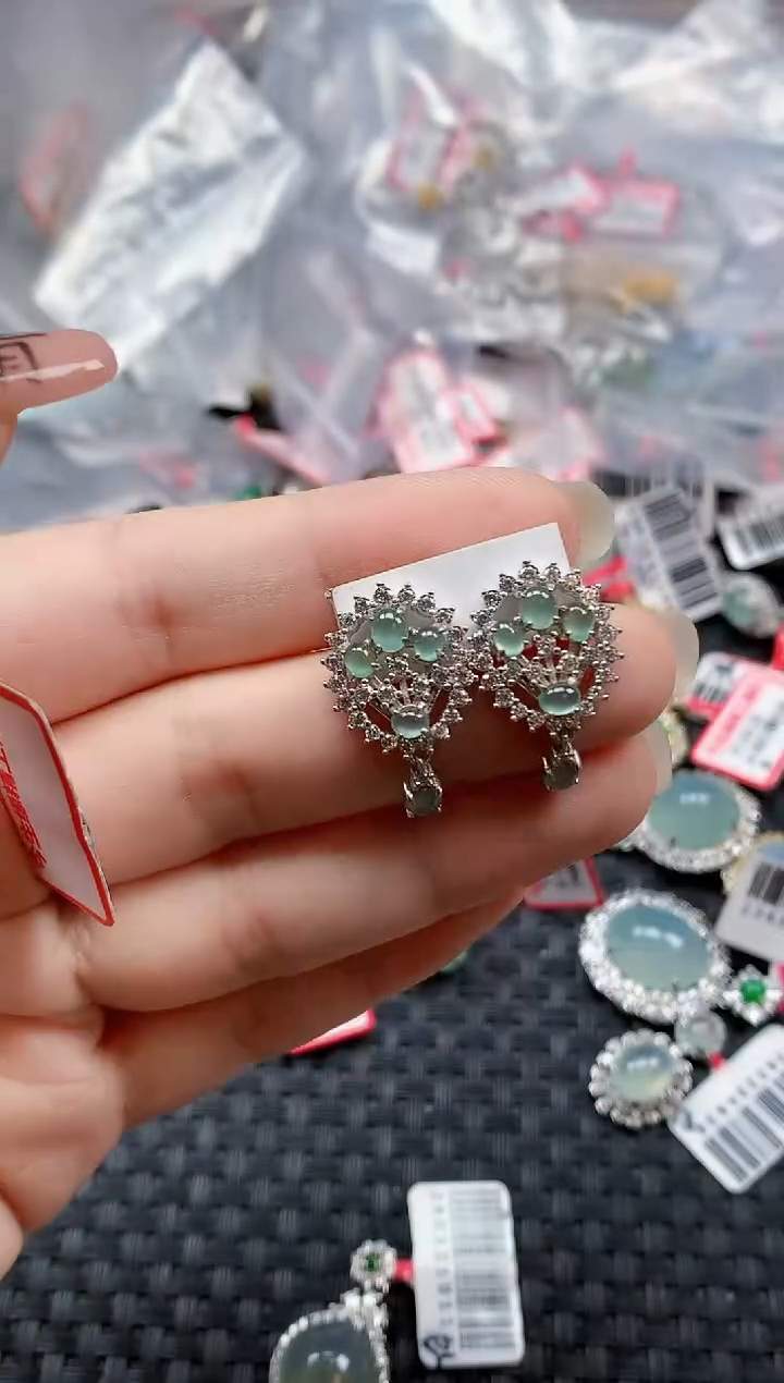 银S925镶嵌戒指翡翠天然A货缅甸翡翠