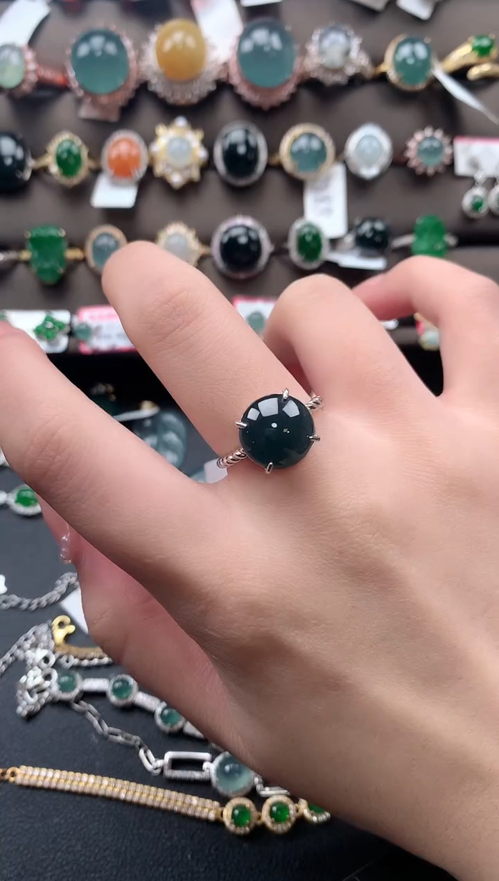 【闪购商品】翡翠戒指银S925镶嵌2141