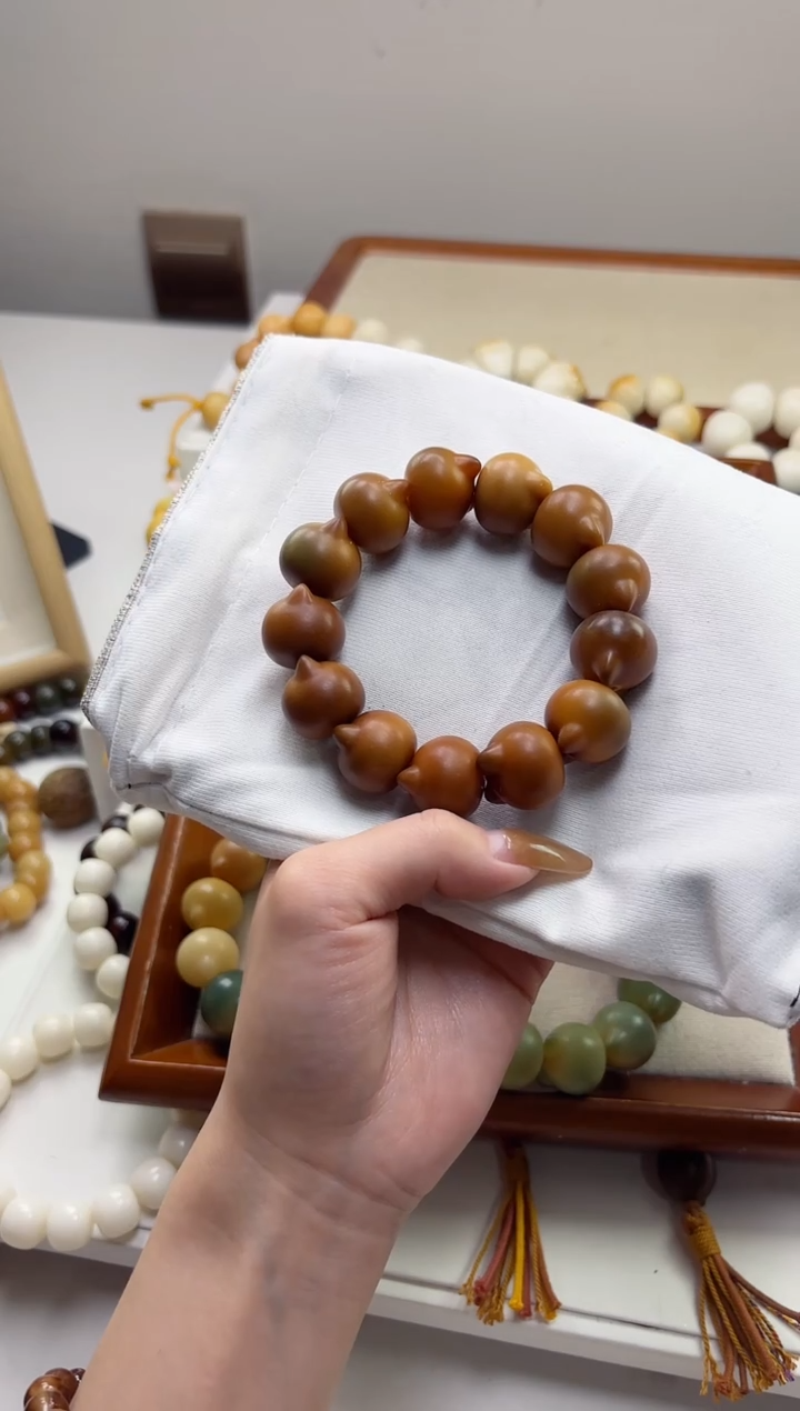 手串菩提根/象牙果妞沐q83干磨猫猫头21mm手串瑕疵不补