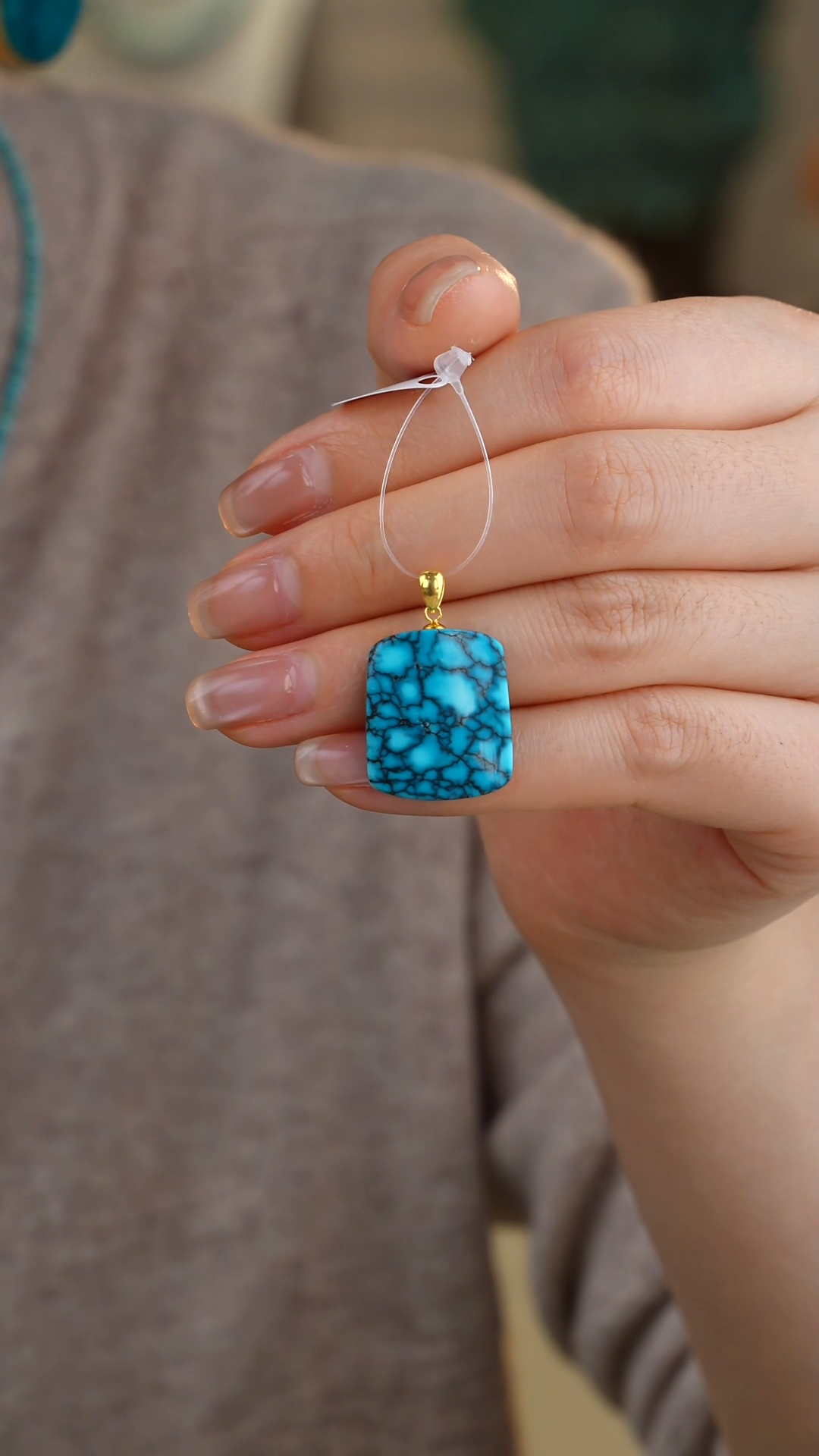 【闪购商品】绿松石吊坠(不含链)18K金镶嵌1