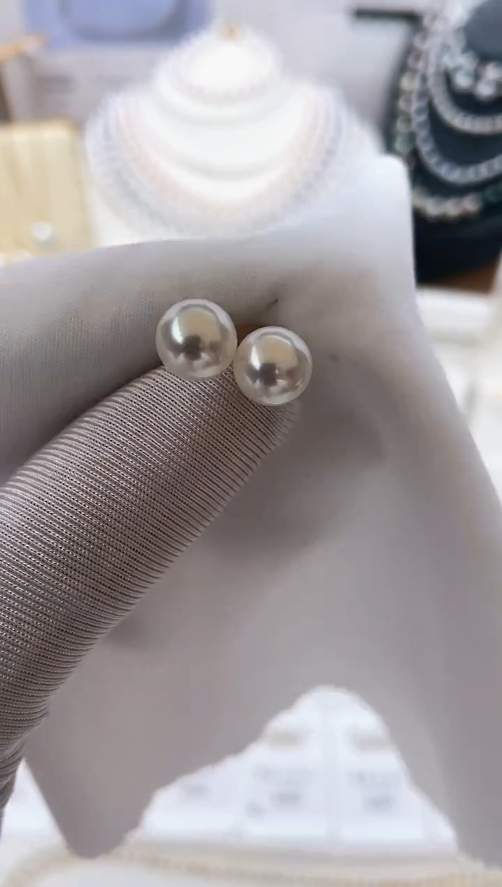 【闪购商品】海水珍珠耳饰18K金镶嵌特选福利7.5-8mm不退不换