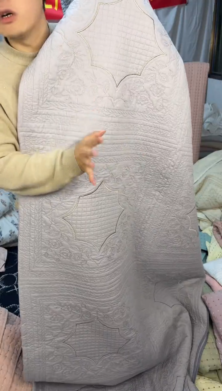 棉窗花灰230*250单床盖纯棉