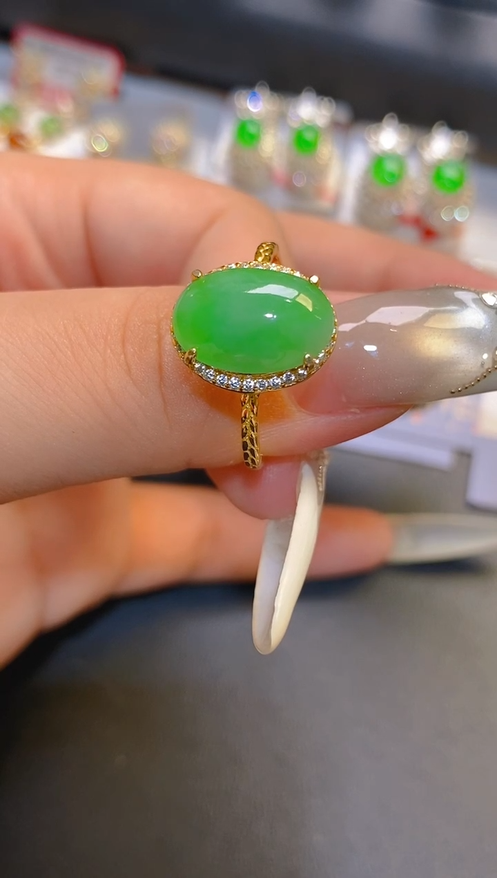 翡翠银S925镶嵌耳饰天然