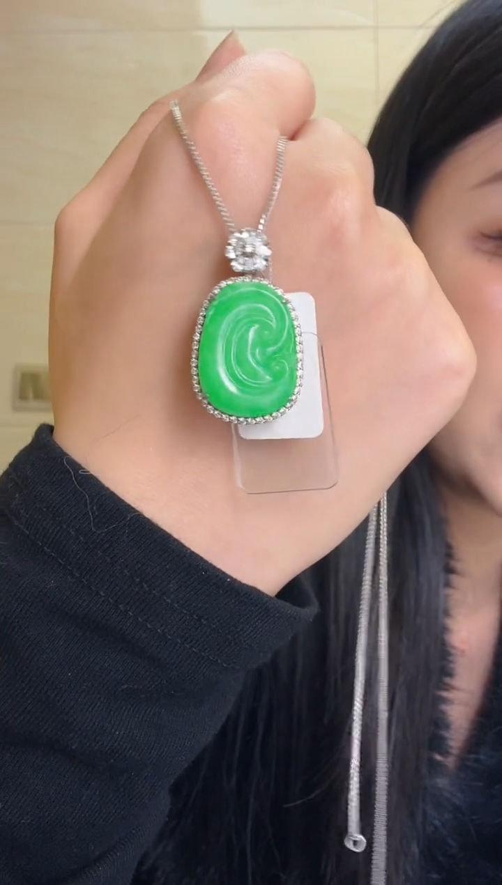 【闪购商品】翡翠吊坠(不含链)银S925镶嵌吊坠