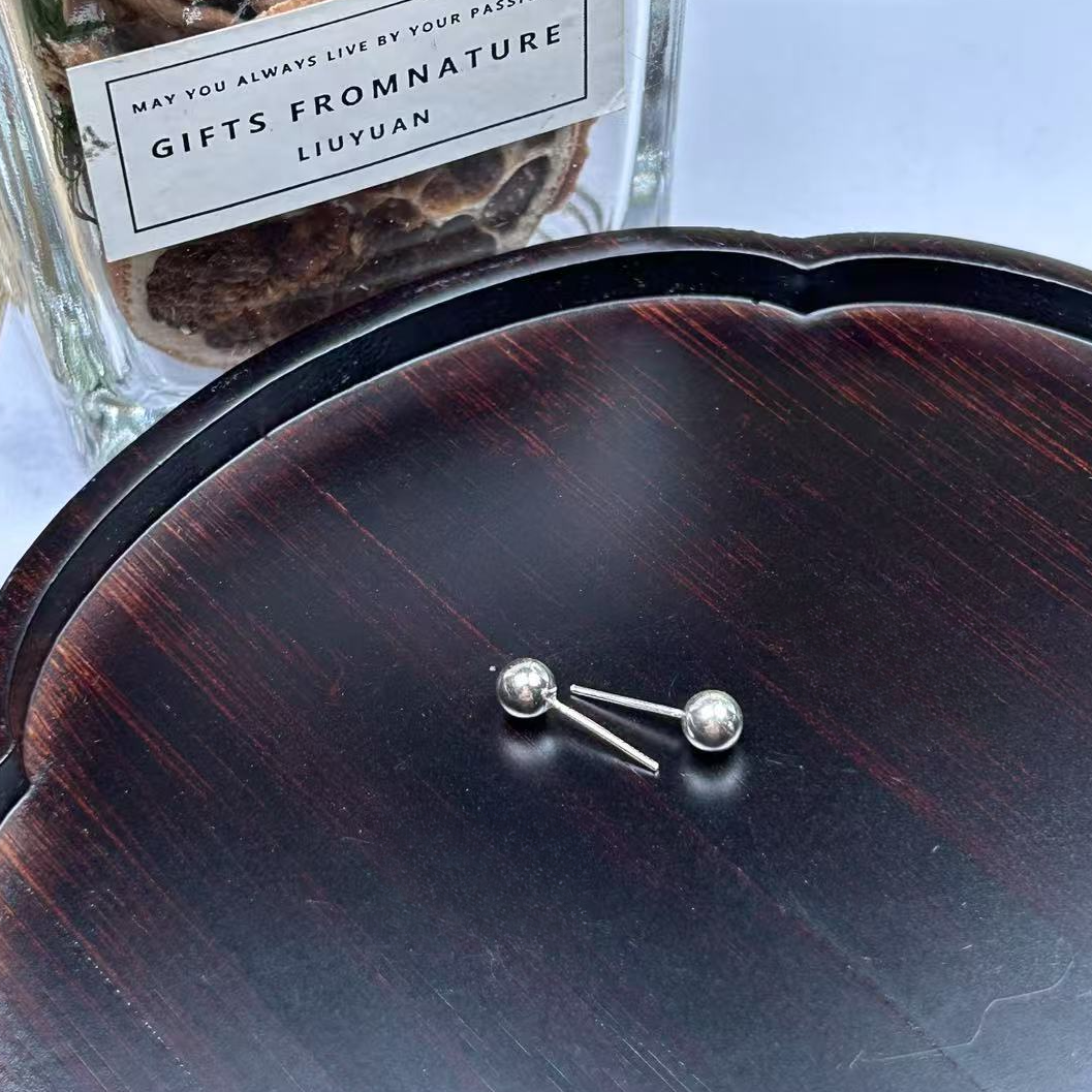 足银耳饰 养耳洞圆珠耳钉小巧耳钉（贝贝严选）