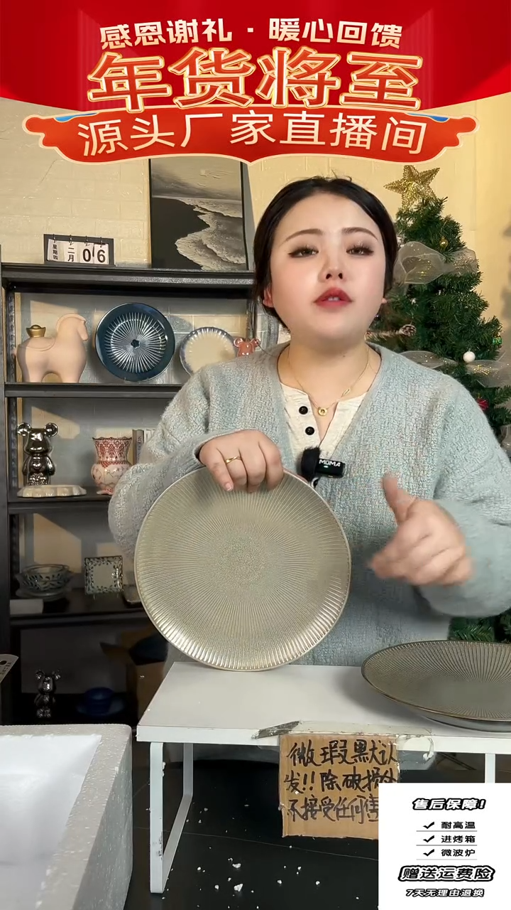 【闪购商品】瓷窑变-罗马纹盘子2件套