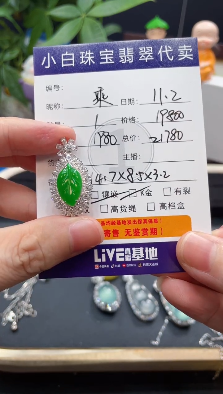 吊坠(不含链)18K金镶嵌翡翠乘***?吊坠
