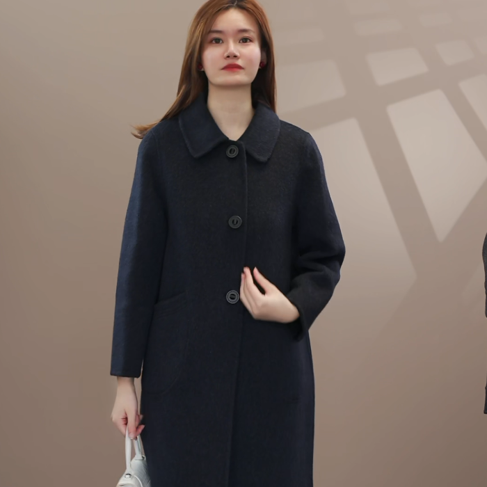 甜甜585冬季新款长毛加厚羊毛大衣中长款毛呢外套毛呢呢子女装