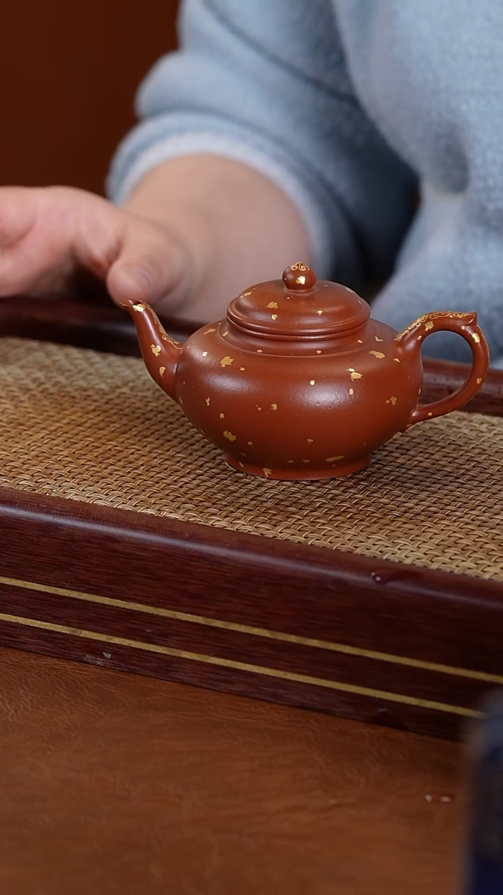 【闪购商品】紫砂茶壶朱泥洒金笑樱壶130cc