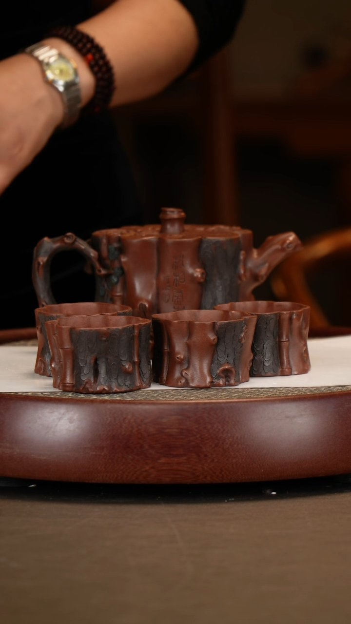 【闪购商品】紫砂茶壶【潘春芳】紫泥 树桩套组 