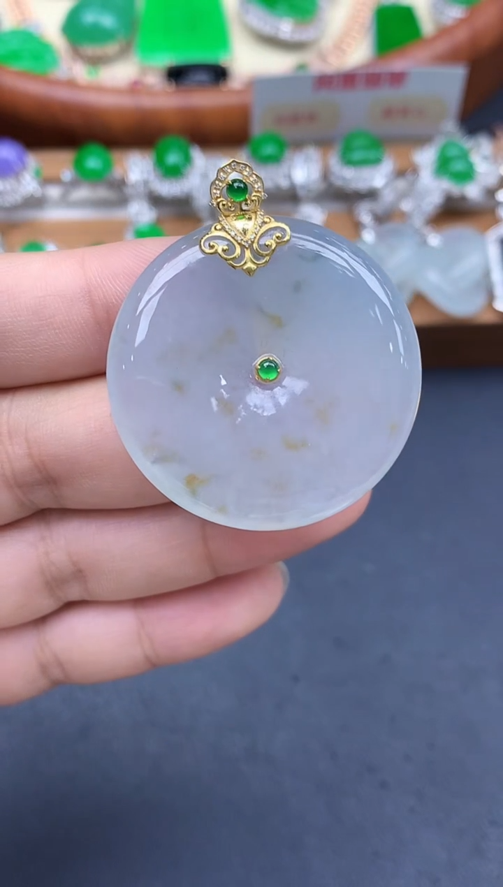 颈饰18K金镶嵌翡翠434-中国好珍宝