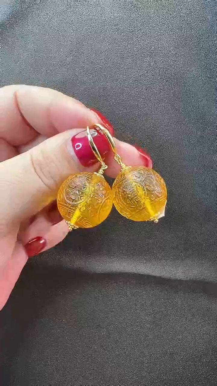 未镶嵌琥珀耳饰耳环