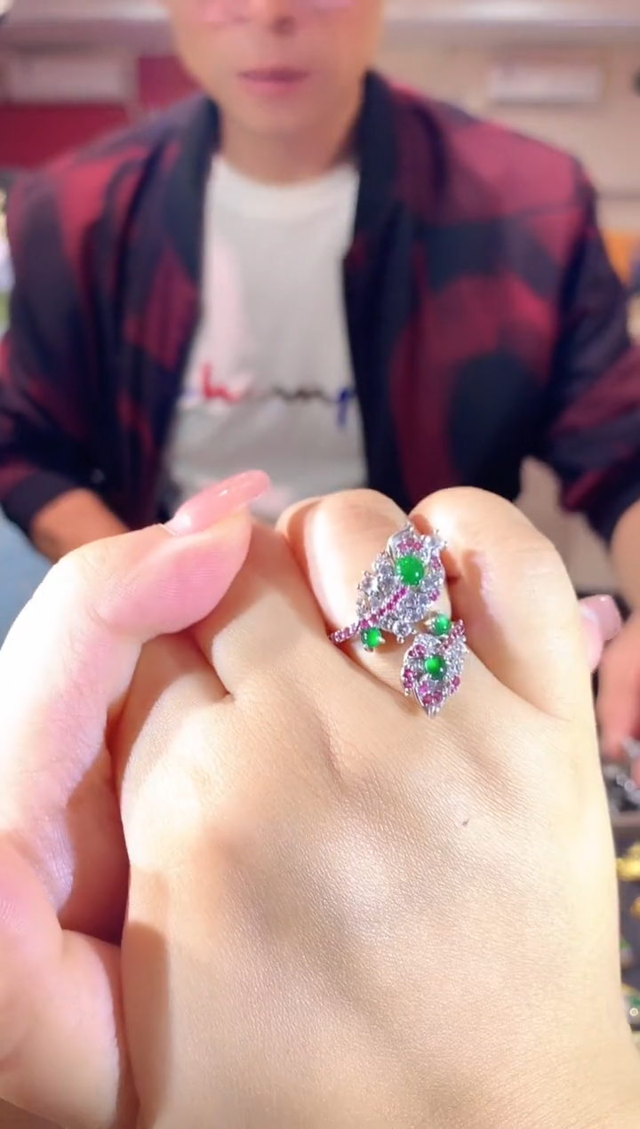 【闪购商品】翡翠银S925镶嵌戒指164zgc时尚