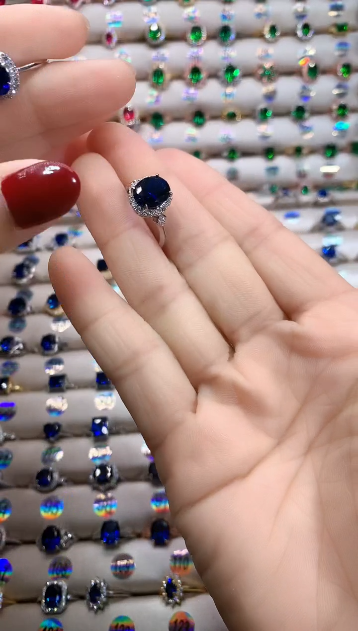 【闪购商品】蓝宝石戒指银S925镶嵌银色8.10