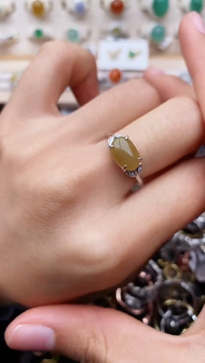 【闪购商品】翡翠戒指银S925镶嵌缅甸翡翠