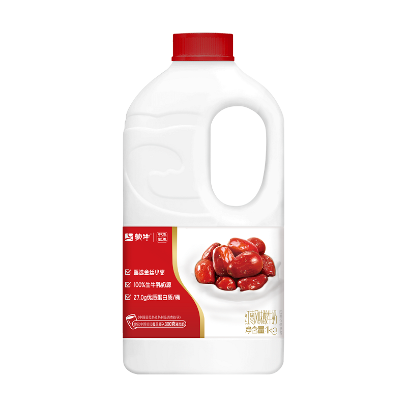  【100%生牛乳奶源】蒙牛中华滋养红枣风味酸牛奶1kg/桶