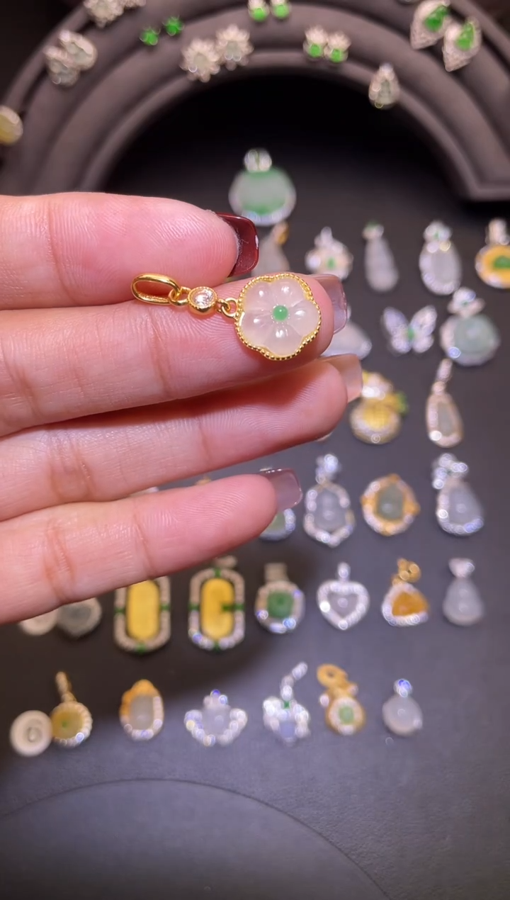 吊坠(不含链)银S925镶嵌翡翠1