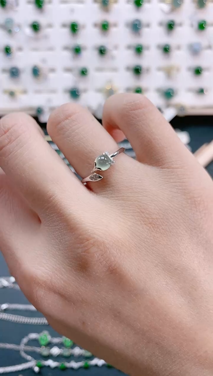 【闪购商品】翡翠戒指银S925镶嵌天然翡翠