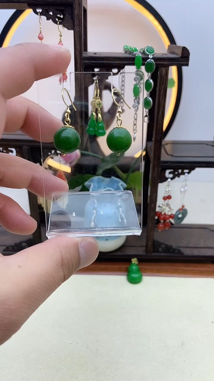 【闪购商品】和田玉耳饰14K金镶嵌39号