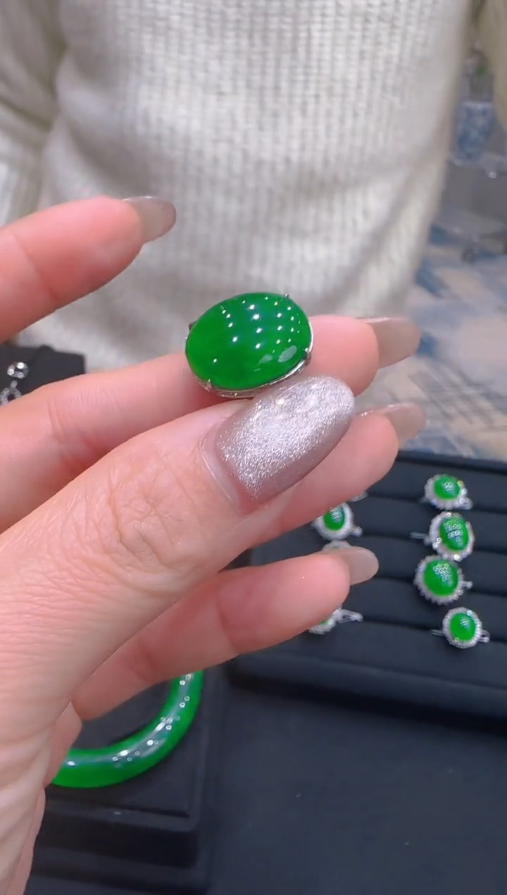 【闪购商品】翡翠戒指银S925镶嵌天然翡翠A货多样性发一件