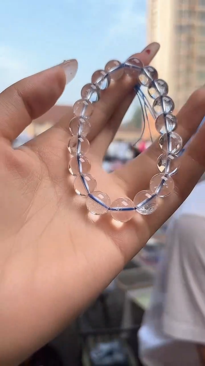 水晶手链未镶嵌天然白阿赛手串多样性发一10mm