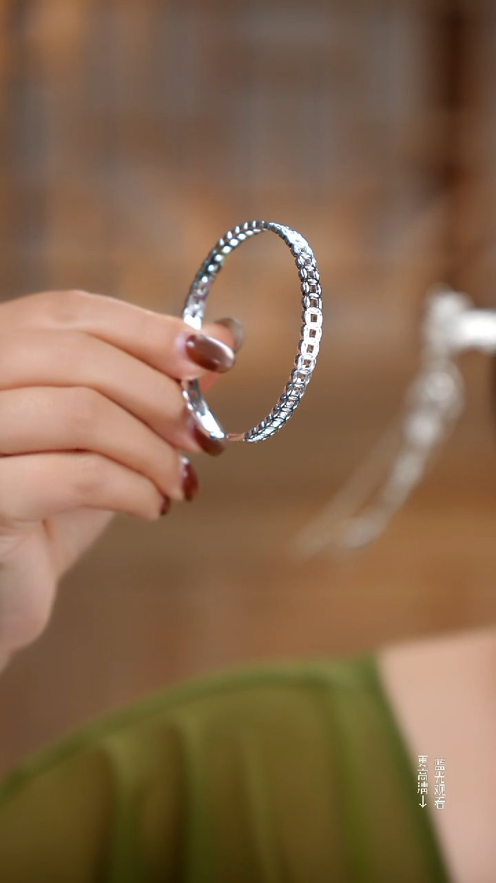 珐琅足银999铜钱款手镯