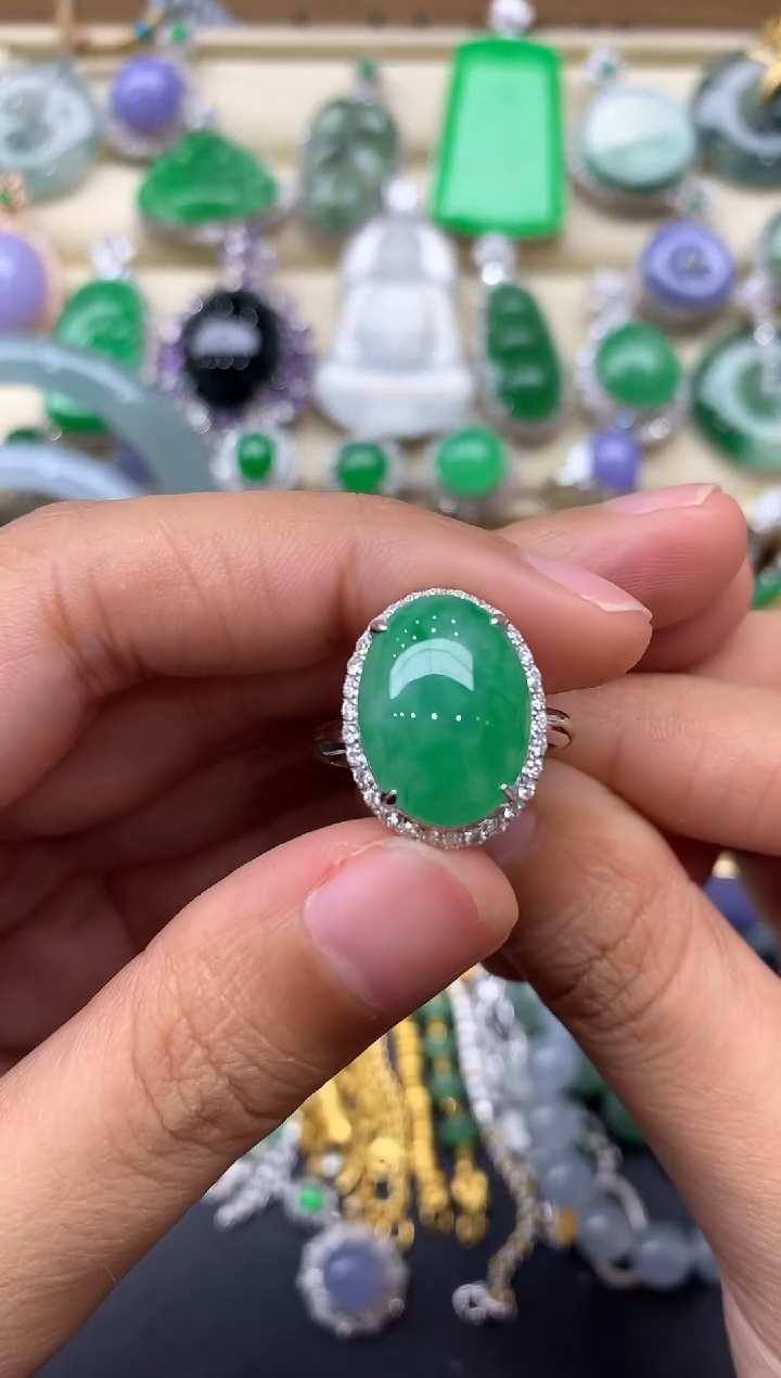 翡翠戒指18K金镶嵌388-中国好珍宝