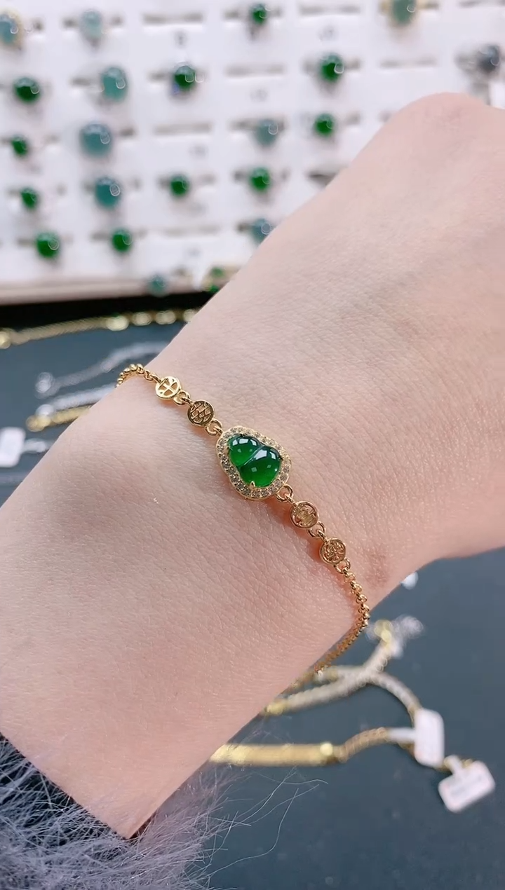 【闪购商品】翡翠手链银S925镶嵌天然翡翠