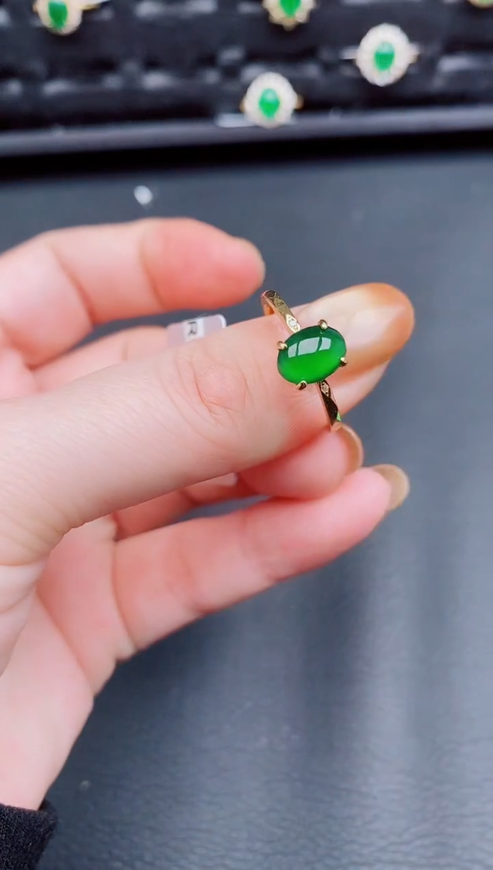 【闪购商品】翡翠戒指银S925镶嵌天然a货翡翠2252