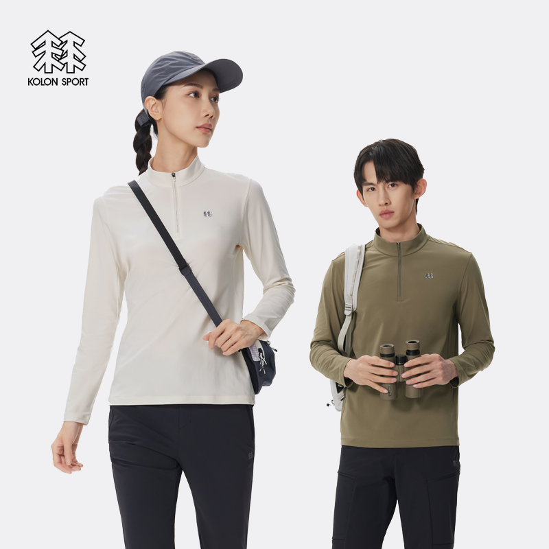 KOLON SPORT可隆吸湿速干T恤情侣S-FUNCTIONAL半拉链长袖内搭