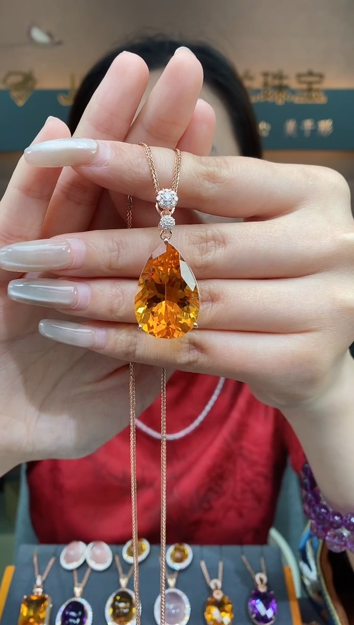 【闪购商品】黄晶吊坠银S925镶嵌黄晶吊坠