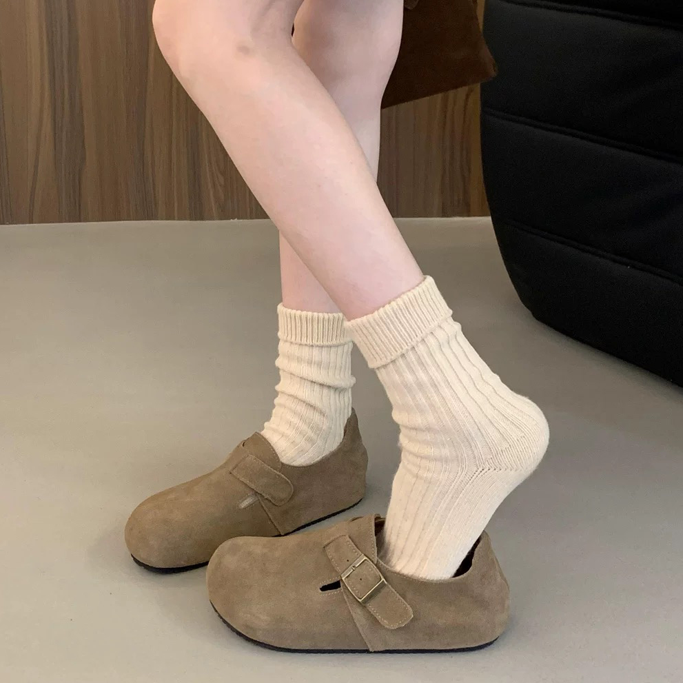 【现货】厚底内增高5厘米全包勃肯鞋女鞋2025新款秋冬一脚蹬单鞋女