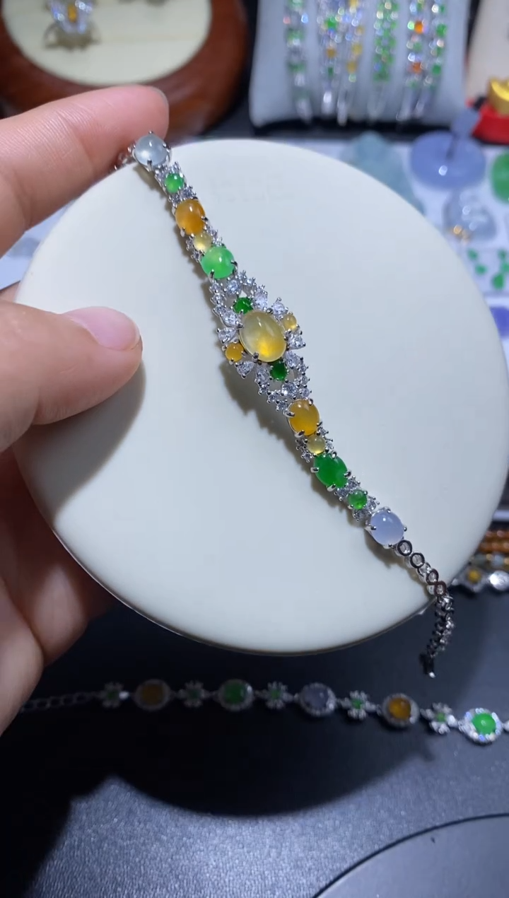 银S925镶嵌手链翡翠48小时鉴赏期