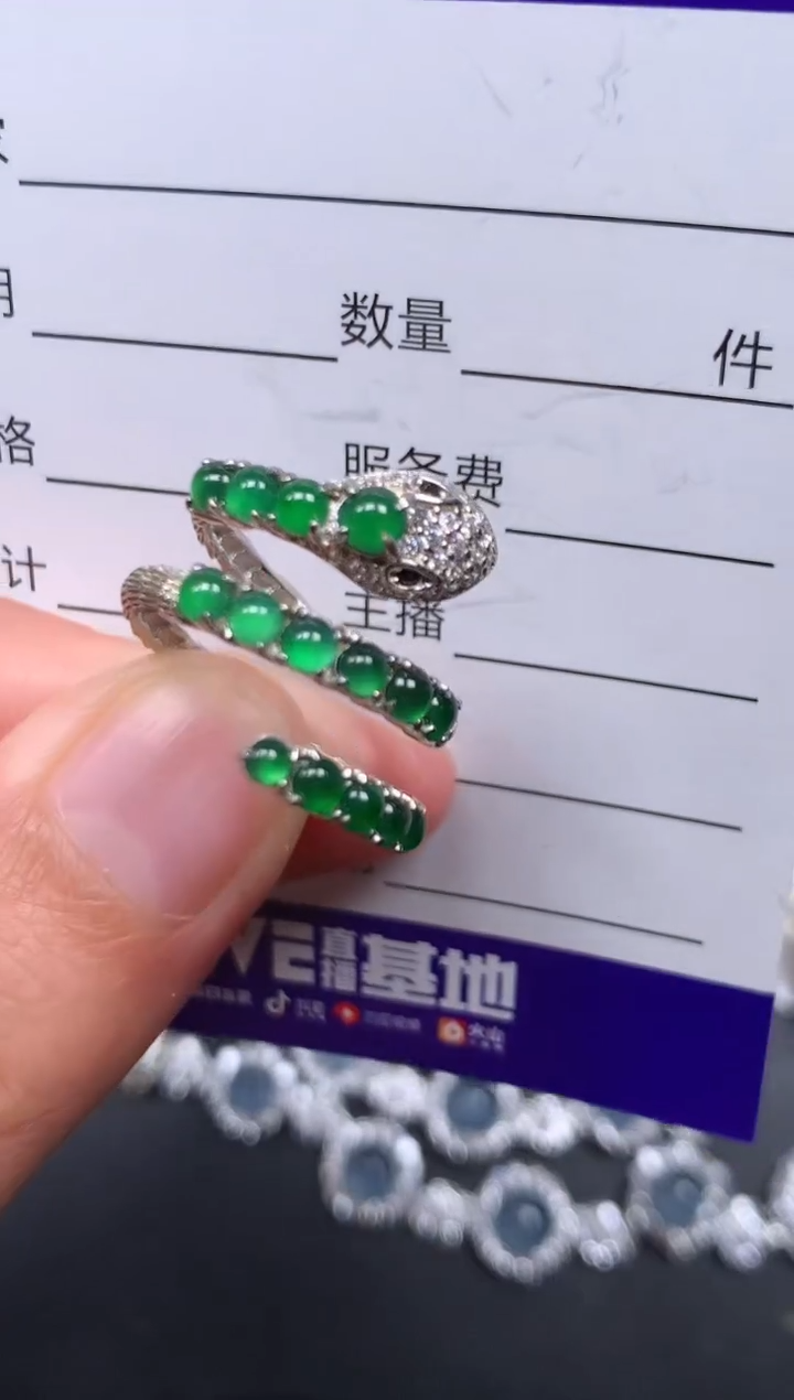 银S925镶嵌戒指翡翠296