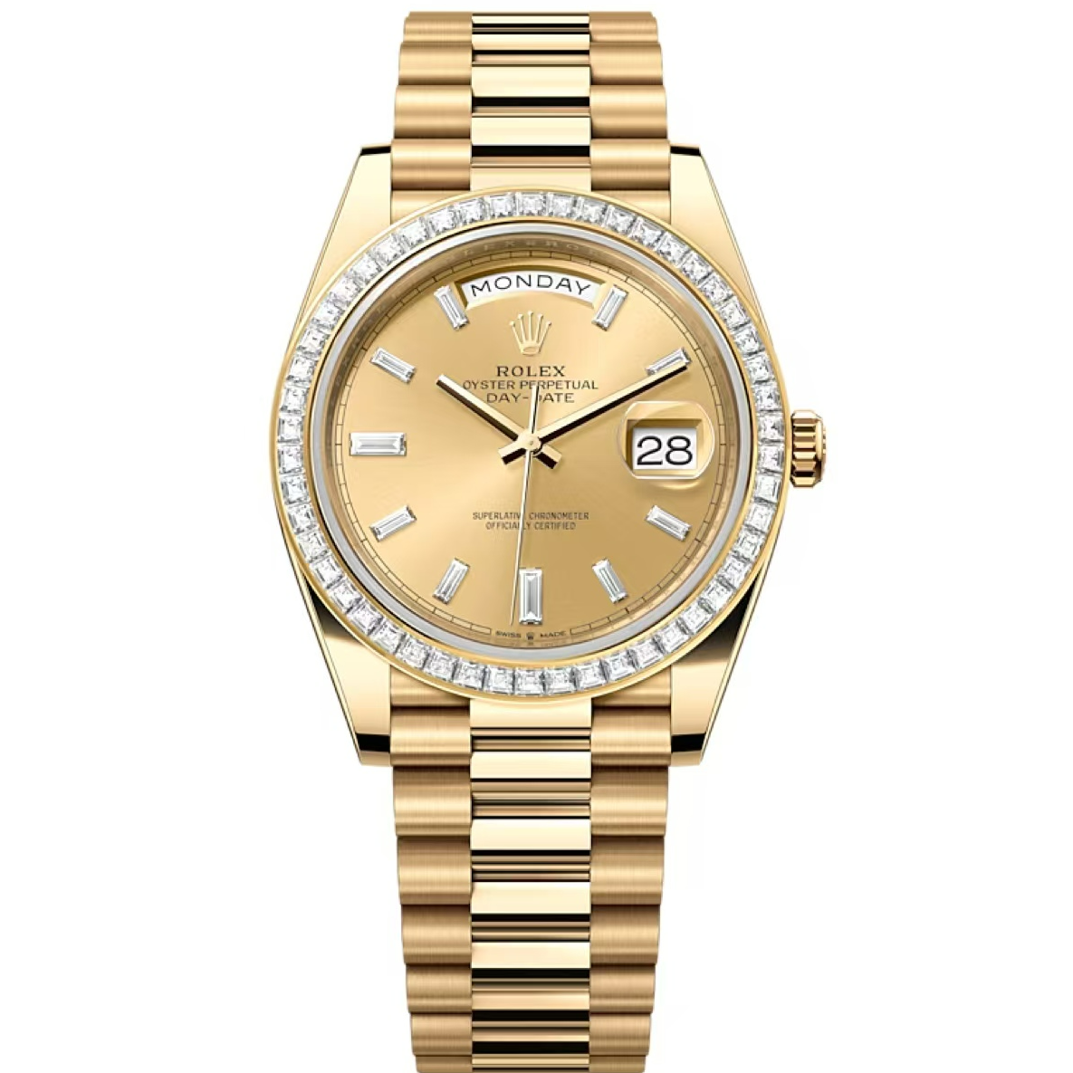 99新 Rolex/劳力士 潮人/星期日历228398/40mm/原T钻17套