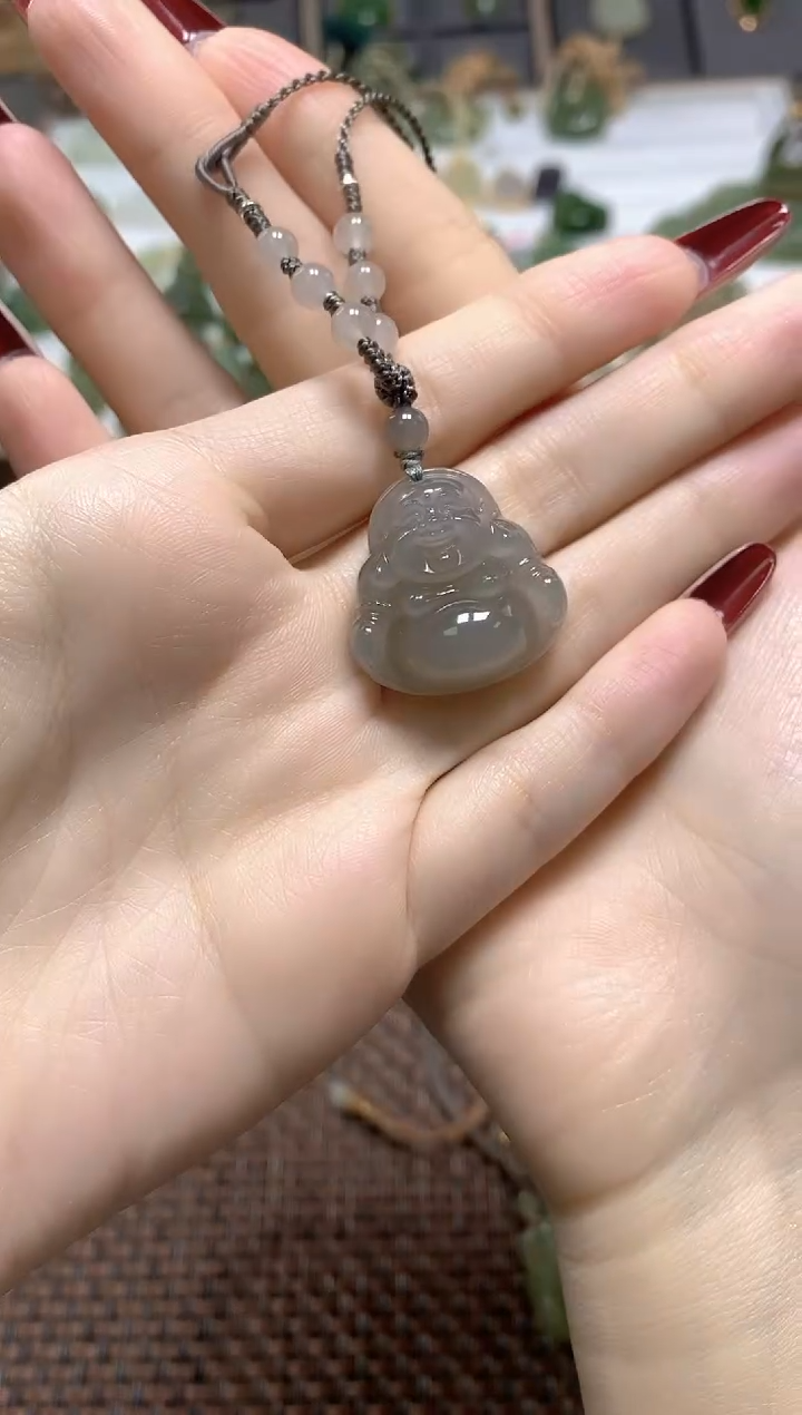 颈饰未镶嵌和田玉小*涡天然和田玉烟紫佛公