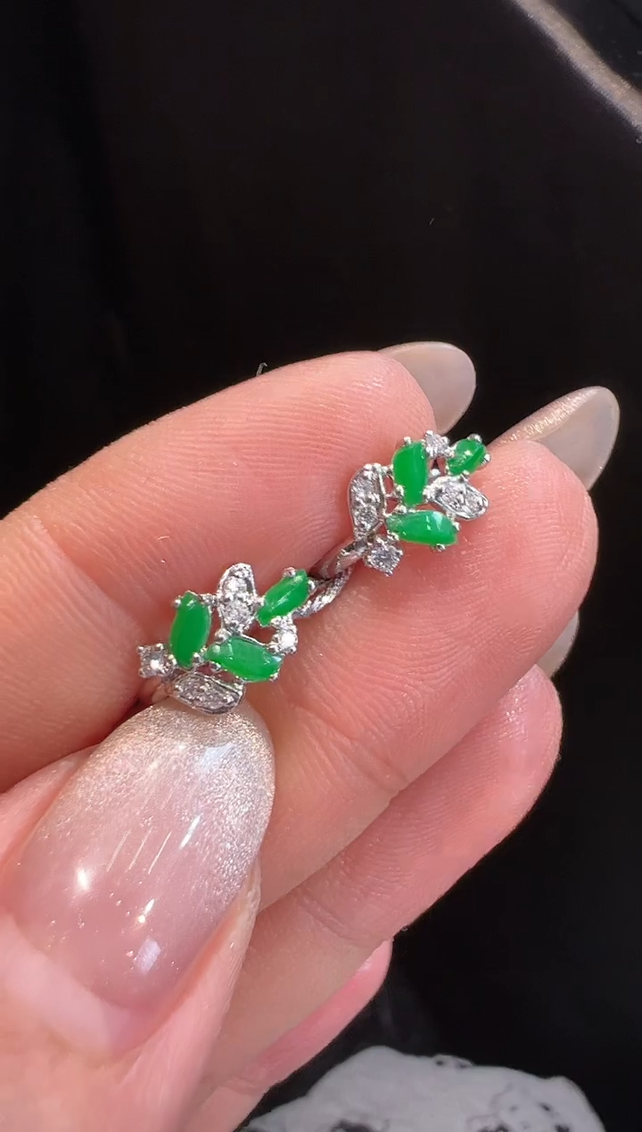 【闪购商品】翡翠耳饰18K金镶嵌耳饰