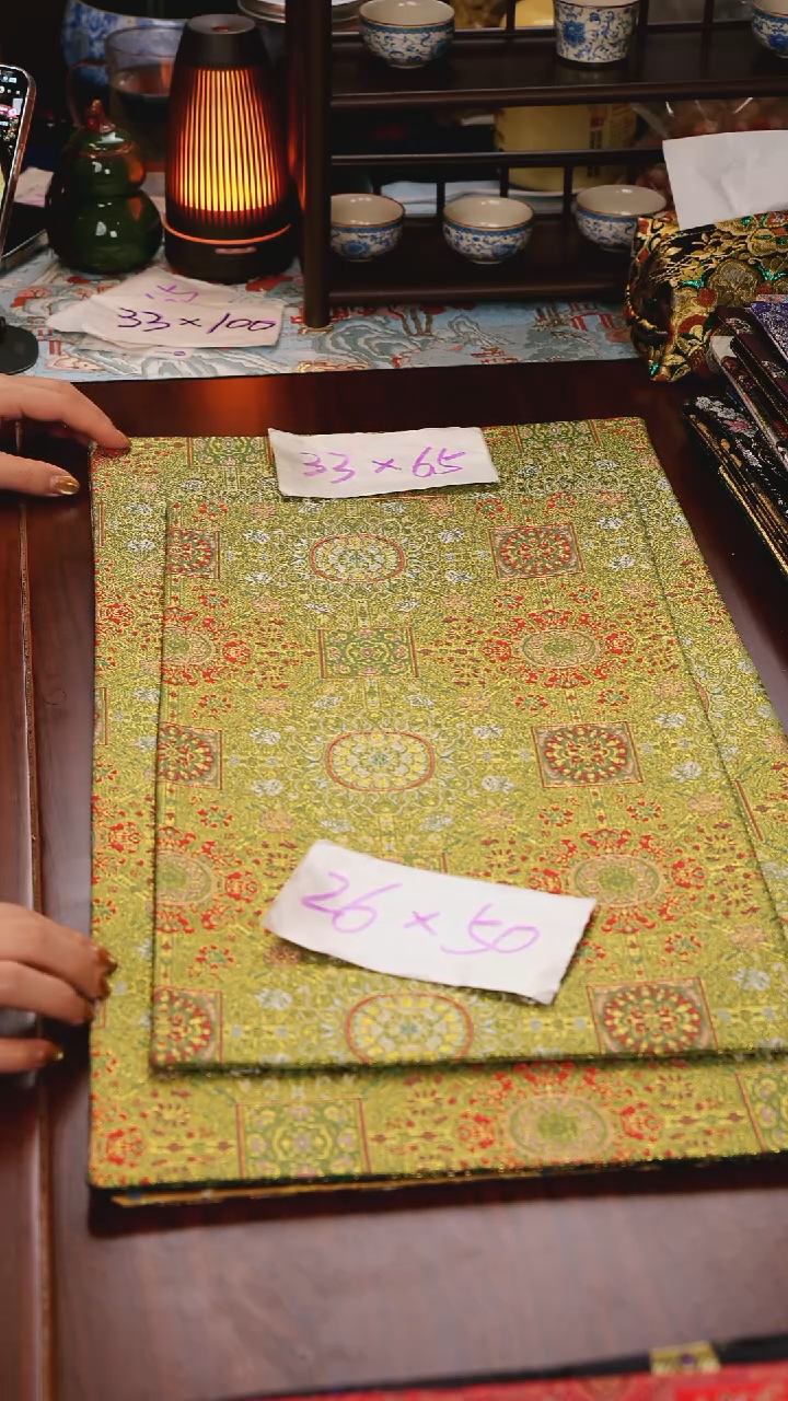 【八达运绿双面】中国风干泡织锦茶席26*50