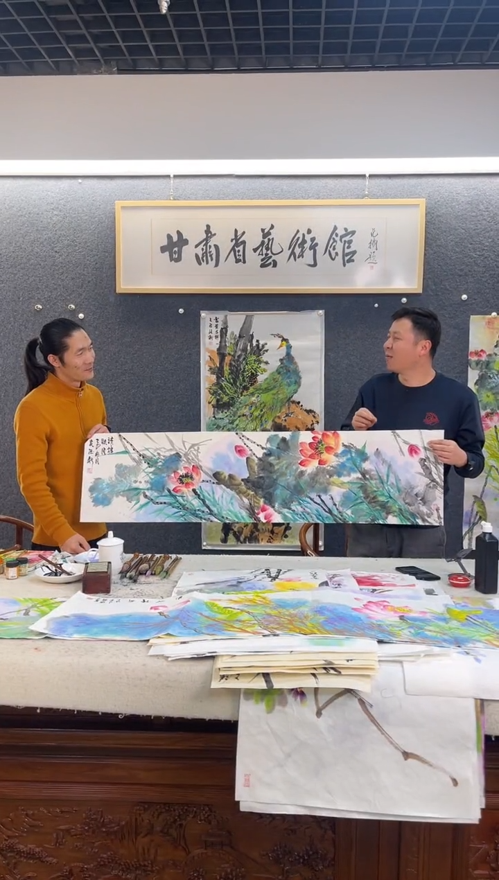 国画黄德X四尺对开荷花