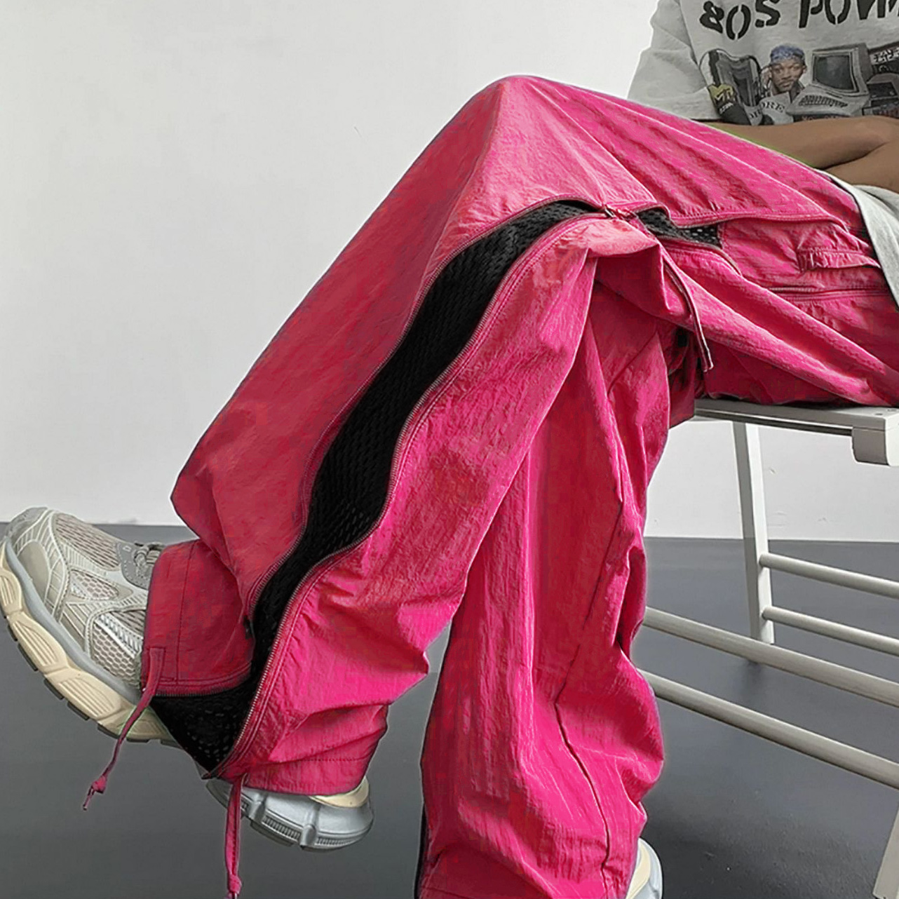 『KDD · YD』“侧纱呼吸感”冰丝面料设计抽绳直筒阔腿长裤 2572